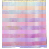 抽象芸術レインボーストライプフラワーズインウォーター シャワーカーテン (正面)