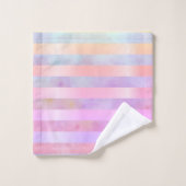 抽象芸術レインボーストライプフラワーズインウォーター バスタオルセット (ウォッシュタオル)