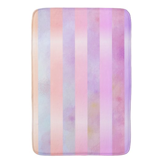 抽象芸術レインボーストライプフラワーズインウォーター バスマット (正面縦)