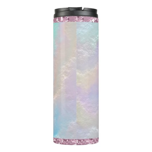 抽象芸術レインボーテクスチャとピンククリスタル タンブラー (裏面)