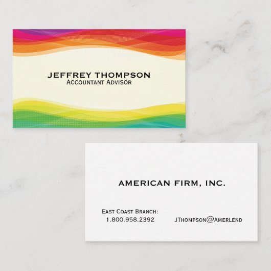 抽象芸術レインボーデジタル波 名刺 (正面/裏面)