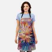 抽象芸術レインボーバースト エプロン (着用した状態)