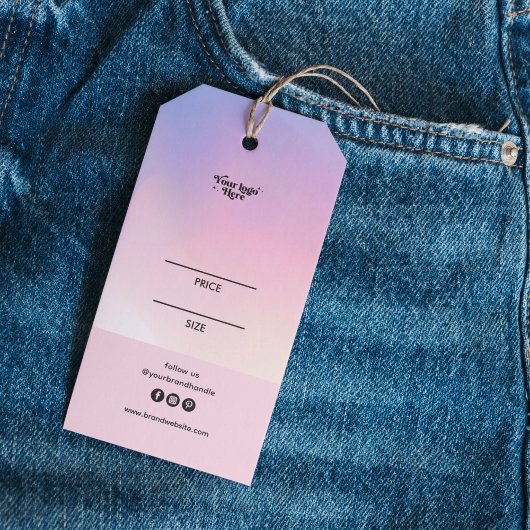 抽象芸術レインボーパステルグラデーションロゴつる価格 ギフトタグ