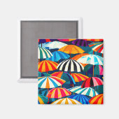 抽象芸術レインボービーチ傘 マグネット (正面/裏面)