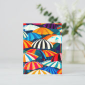 抽象芸術レインボービーチ傘 案内ポストカード (スタンド正面)