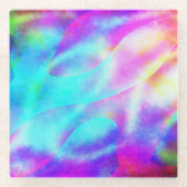 抽象芸術レインボーフローストライプデザイン ガラスコースター (正面)