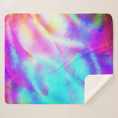 抽象芸術レインボーフローストライプデザイン シェルパブランケット (正面(横))