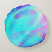 抽象芸術レインボーフローストライプデザイン ラウンドクッション (裏面)