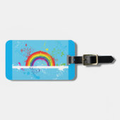 抽象芸術レインボーフローラ旋回と絵を描（ばちゃばちゃ）跳ねる ラゲッジタグ (正面横)