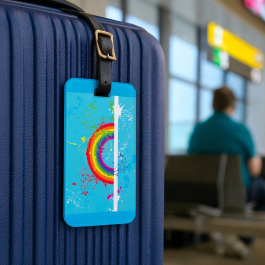 抽象芸術レインボーフローラ旋回と絵を描（ばちゃばちゃ）跳ねる ラゲッジタグ