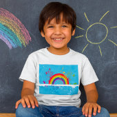 抽象芸術レインボーフローラ旋回と絵を描（ばちゃばちゃ）跳ねる Tシャツ