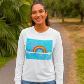 抽象芸術レインボーフローラ旋回と絵を描(ばちゃばちゃ)跳ねる Tシャツ