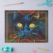 抽象芸術レインボーブラックキャットデコパージュ 薄葉紙 (クラフト)