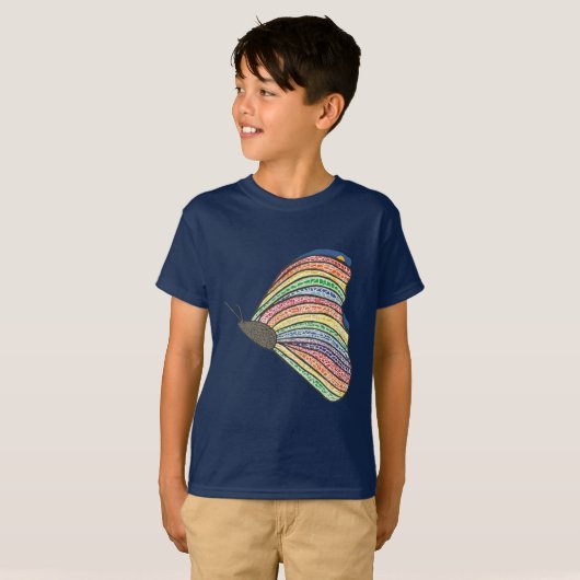 抽象芸術レインボーモザイクバタフライティーシャツ Tシャツ (正面フル)