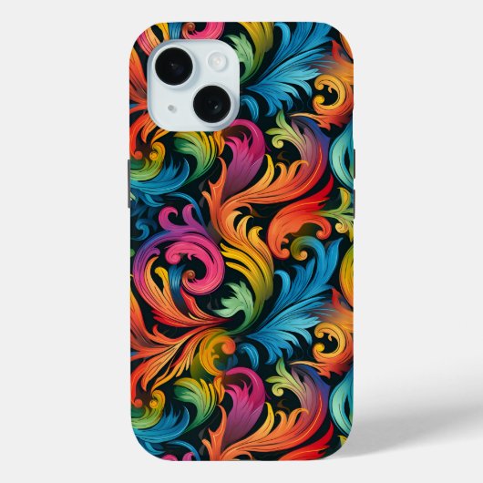 抽象芸術レインボーリーフパターン Case-Mate iPhoneケース (裏面)