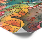 抽象芸術レインボー水彩及びペン混合媒体2 ポスター (角)