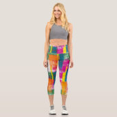 抽象芸術レインボー絵を描パターン カプリレギンス (正面)