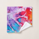 抽象芸術レインモダンボー水色ろうけつ染め絞り染め バスタオルセット (ウォッシュタオル)