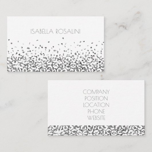 抽象芸術レオパードシルバーアニマルプリント パーソナライズされた 名刺 (正面/裏面)