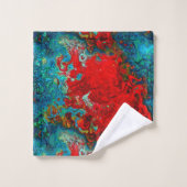 抽象芸術レカラフルッド、青、緑の流体が旋回 バスタオルセット (ウォッシュタオル)