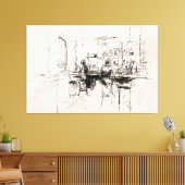抽象芸術レストランバーシーン – キャンバスプリント (インサイチュ (リビング))
