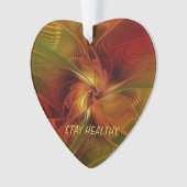 抽象芸術レッドオレンジブラウングリーンフラクタルアート文字 オーナメント (正面)