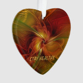 抽象芸術レッドオレンジブラウングリーンフラクタルアート文字 オーナメント (正面)