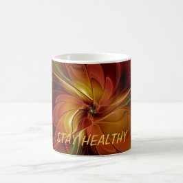 抽象芸術レッドオレンジブラウングリーンフラクタルアート文字 コーヒーマグカップ
