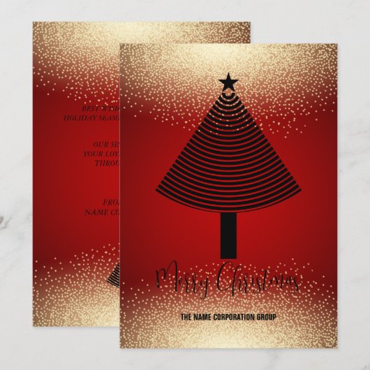 抽象芸術レッドクリスマスツリーのビジネス招待状 招待状 (正面/裏面)