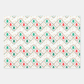 抽象芸術レッドグリーン金ゴールドクリスマスツリーサークル ラッピングペーパーシート (正面3)