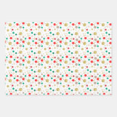 抽象芸術レッドグリーン金ゴールドクリスマスツリーサークル ラッピングペーパーシート (正面3)