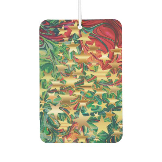 抽象芸術レッドグリーン金ゴールドスターフェスティバルクリスマス カーエアーフレッシュナー (正面)