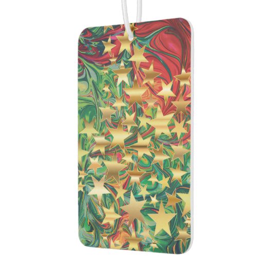 抽象芸術レッドグリーン金ゴールドスターフェスティバルクリスマス カーエアーフレッシュナー (左)