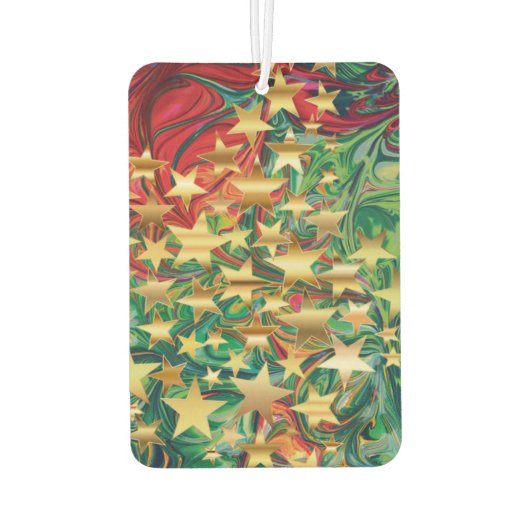 抽象芸術レッドグリーン金ゴールドスターフェスティバルクリスマス カーエアーフレッシュナー (裏面)