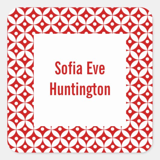 抽象芸術レッドサークルブックラベル/ギフトラベルシール スクエアシール (正面)