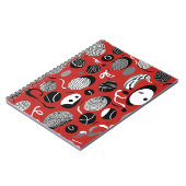 抽象芸術レッドノートブック – 白黒のパターン ノートブック (左側)