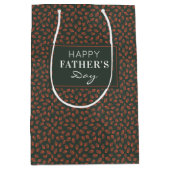 抽象芸術レッドフェザープリントダークグリーン父の日 ミディアムペーパーバッグ (正面)