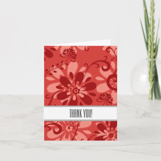 抽象芸術レッドフローラありがとう サンキューカード (正面)