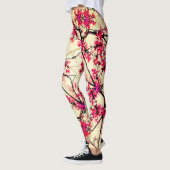 抽象芸術レッドフローラシームレスパターン レギンス (左)