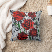抽象芸術レッドフローラ装飾装飾用クッション クッション (ブランケット)