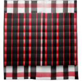 抽象芸術レッドブラックプレイドコレクシモダンョン シャワーカーテン (正面)