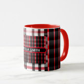 抽象芸術レッドブラックプレイドコレクシモダンョン マグカップ (正面右)