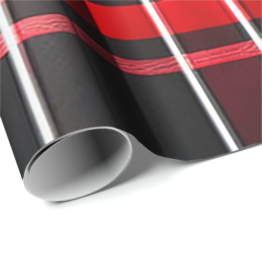 抽象芸術レッドブラックプレイドコレクシ人気があるョン ラッピングペーパー (ロールコーナー)