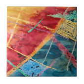 抽象芸術レッドブルーイエローウォーター絵画カラーズ タイル (正面)