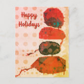 抽象芸術レッドベージュデジタルアートハッピーホリデイズ ポストカード (正面)