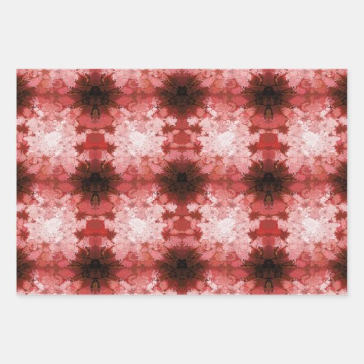 抽象芸術レッドホワイトグリーンエレガントビューティフルフローラ ラッピングペーパーシート (正面2)