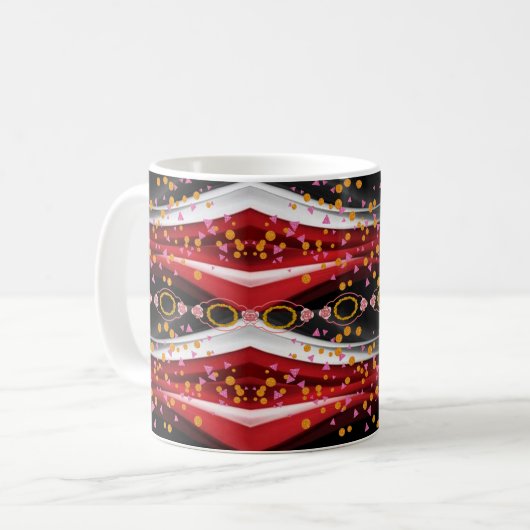 抽象芸術レッドホワイトブラックマグカップ コーヒーマグカップ (正面左)
