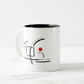 抽象芸術レッドボール&ラインスケッチツートーンコーヒー ツートーンマグカップ (正面左)