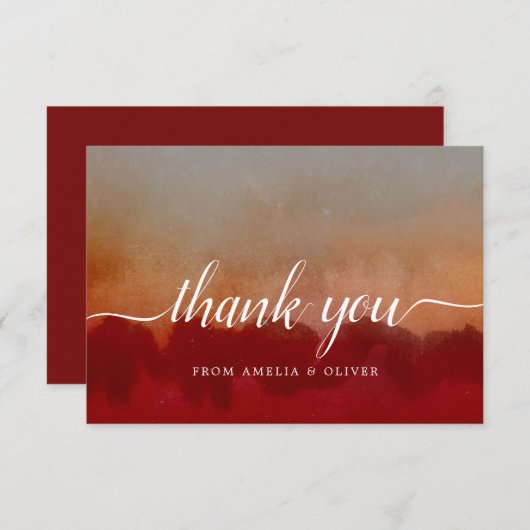 抽象芸術レッドミニマルサンキューカード 招待状 (正面/裏面)