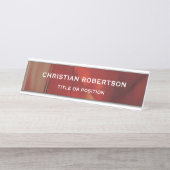 抽象芸術レッドモダンシンプルプレインビジネス デスクネームプレート (正面)